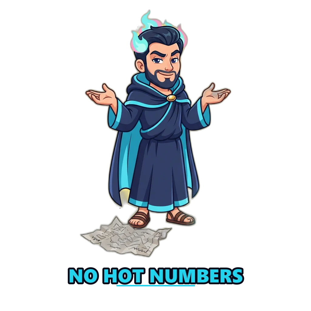 Hades mascot beside a crumpled hot-numbers chart, showing that streaks cannot predict the next result