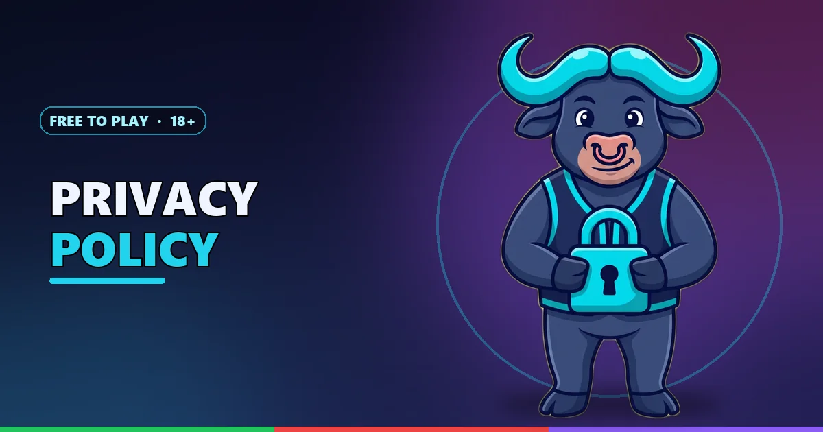 Buffalo mascot holding a padlock for the Raxi Game privacy policy