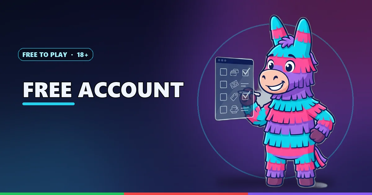 Piñata mascot ticking a checklist for the free Raxi Game account page