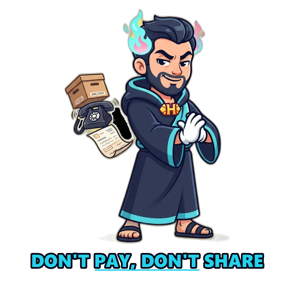 Hades mascot pushing away a fake APK, a fake agent call and an unlock fee bill