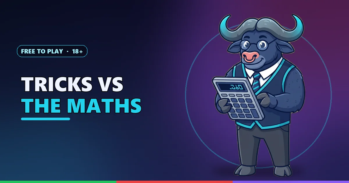 Buffalo mascot with glasses and a calculator testing color prediction game tricks